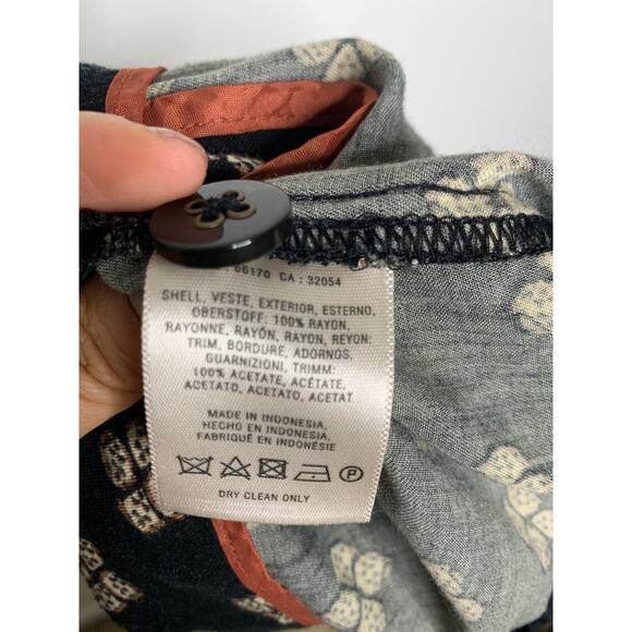 ELEVENSES Printed Crop Trouser Pants High Rise Wide Leg Lightweight Black Size 2 - Picture 7 of 8